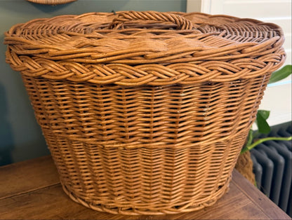 Vintage Oval Lidded Basket