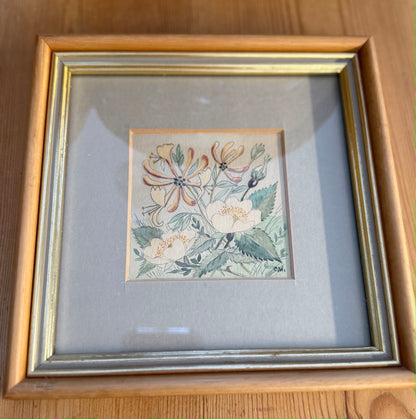 Vintage Framed Botanical Original Water Colour Painting By Carol Worth
