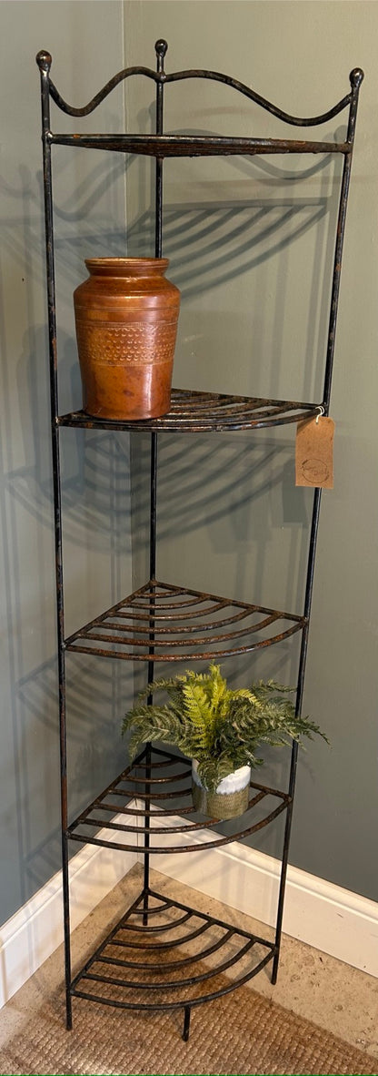 Vintage Cast Iron Heavy Corner Shelving - Plant stand