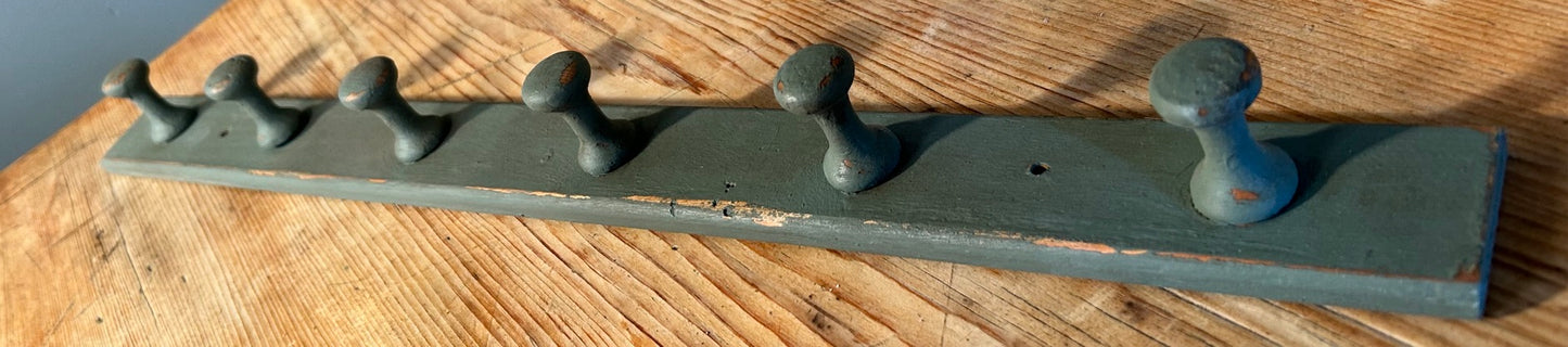 Painted Green Shabby Wooden Coat Pegs