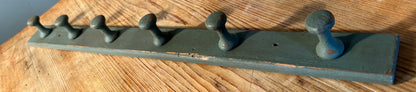 Painted Green Shabby Wooden Coat Pegs