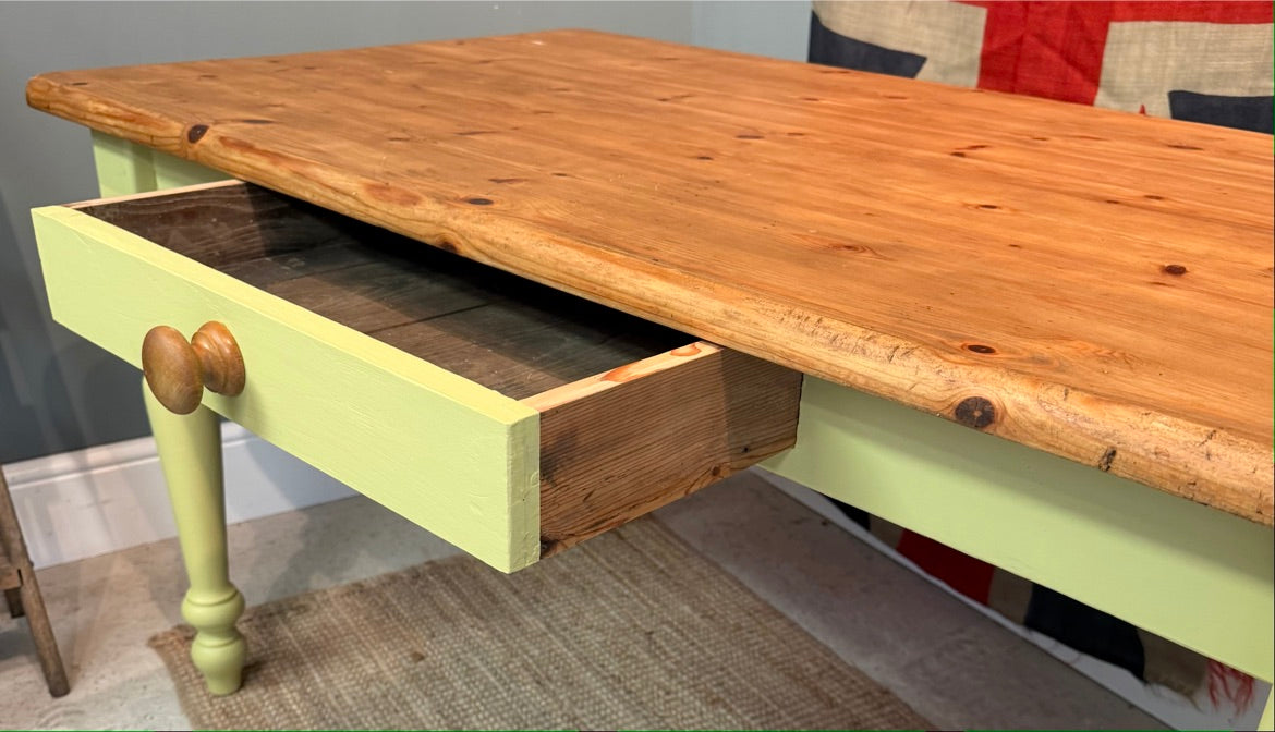 Small Vintage Painted Pine Farmhouse Table