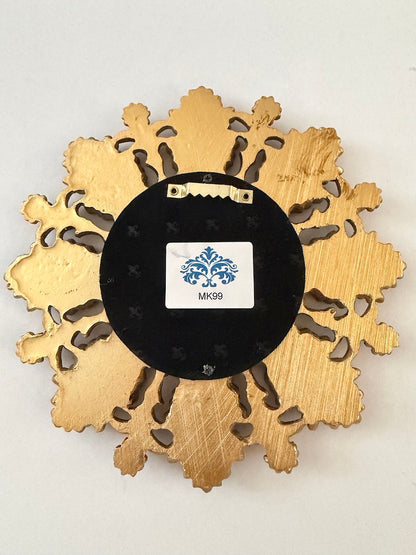 Gold Antiqued Round Port Hole Sunburst Ornate Style Frame Mirror