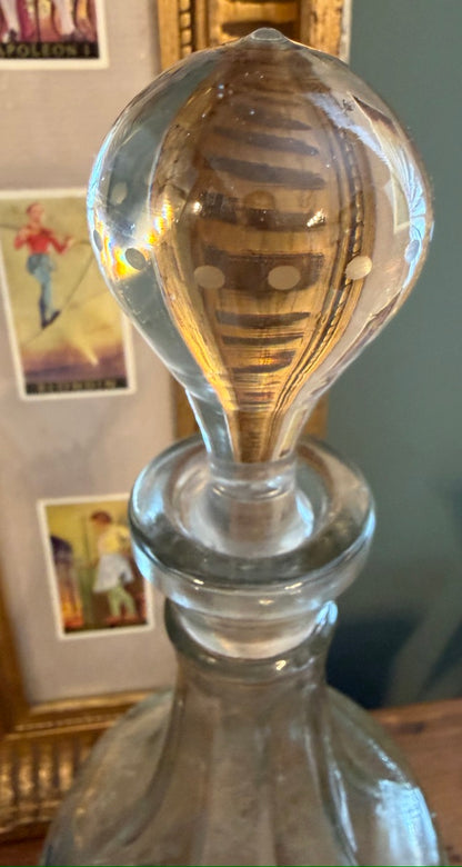 Vintage Cut Glass Decanter with Stopper *J