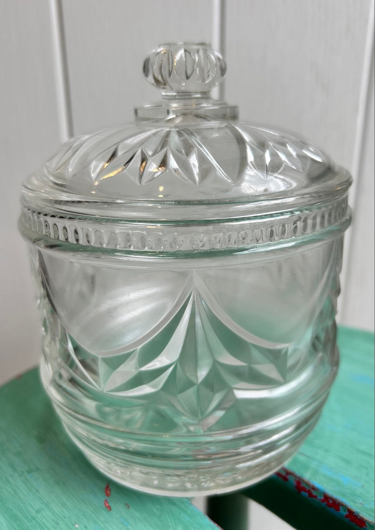 Vintage Glass Lidded Pot