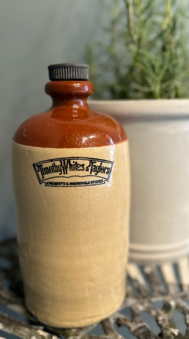Vintage Stone Ware Chemist Bottle - Antique Vessel