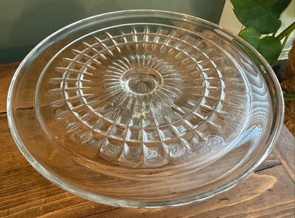 Round Small Pretty Vintage Glass Cake Stand