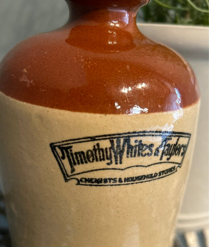 Vintage Stone Ware Chemist Bottle - Antique Vessel