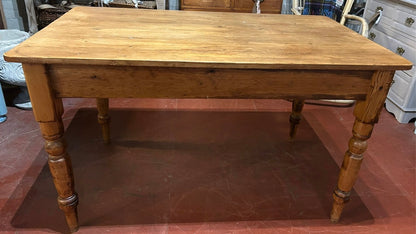 Small Vintage Rustic Pine Farmhouse Table with Drawer