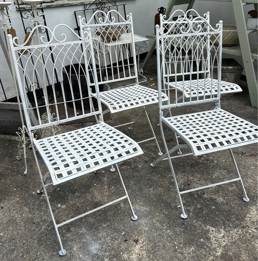 White metal folding Garden Chairs - set of 4
