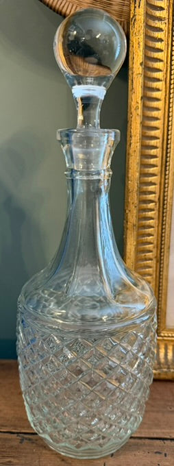 Vintage Cut Glass Decanter with Stopper *J