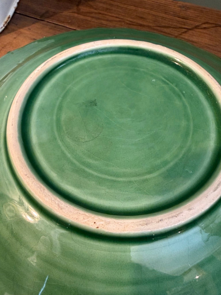 Vintage Bordallo Pinheiro Green Basket Weave Plate