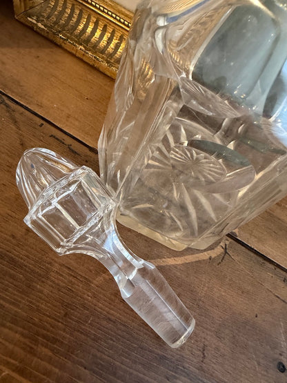Vintage Cut Glass Decanter with Stopper *i