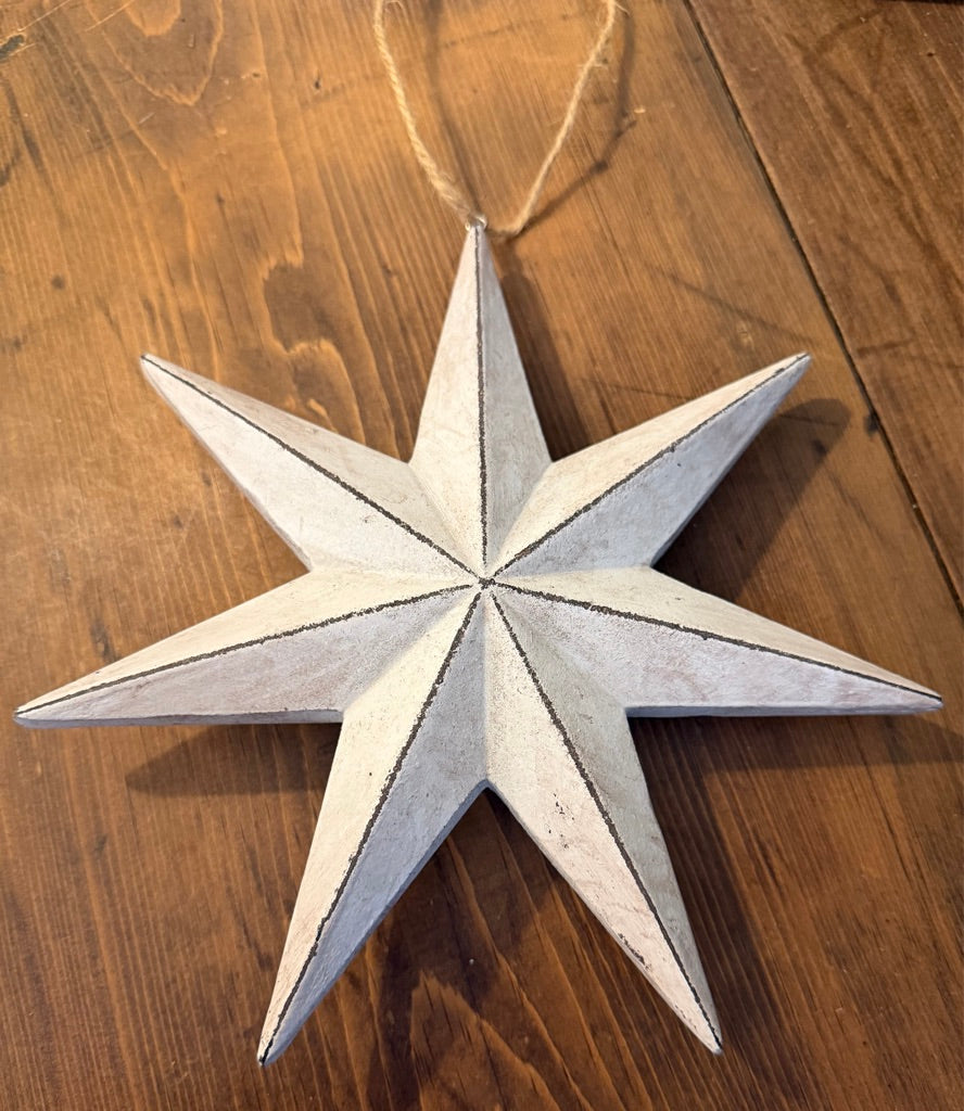 Shabby Rustic White Hanging Star - 36cm