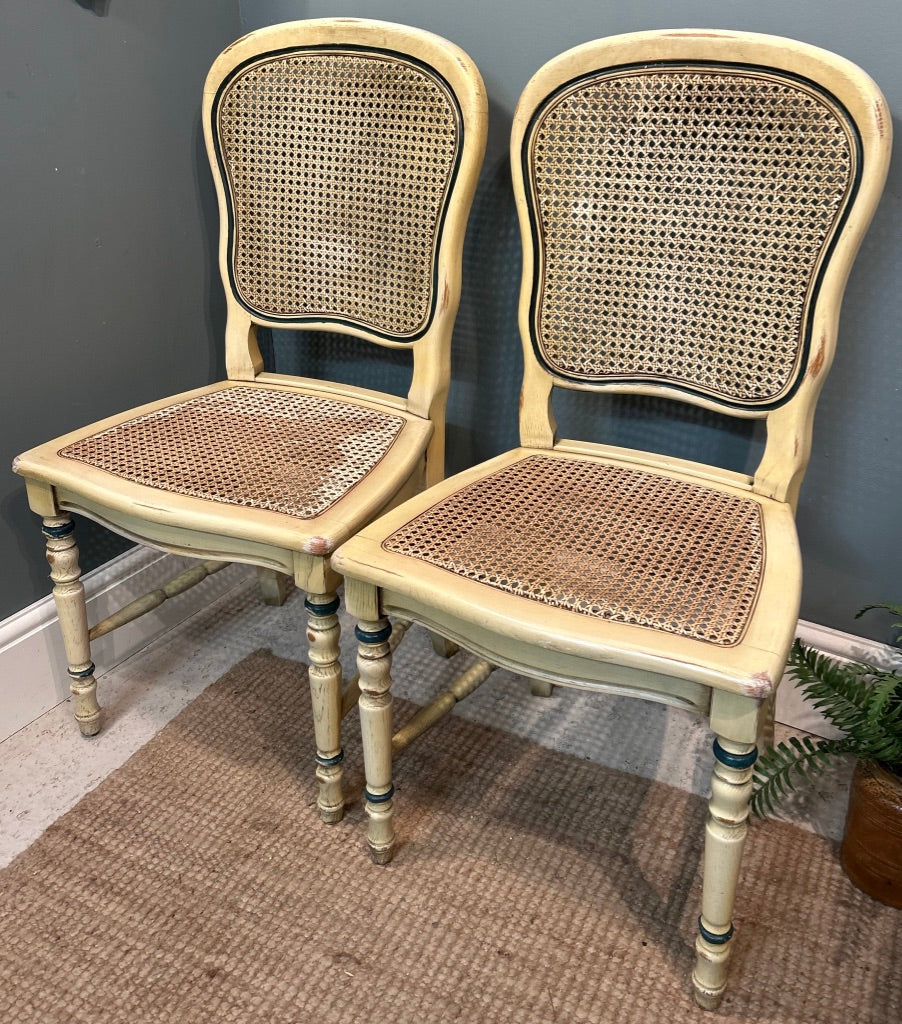 Pair of French Vintage Painted Dinning Chairs