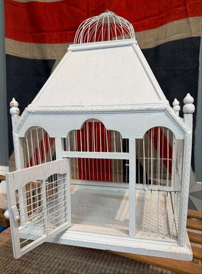 Antique White Bird Cage - Perfect for hanging a plant