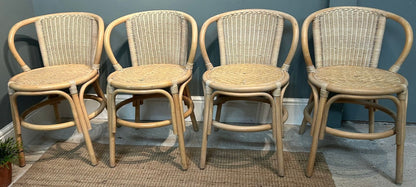 Vintage Set of 4 Bamboo Chairs