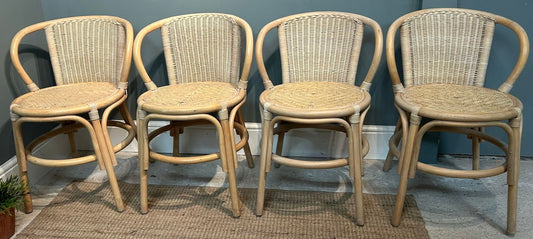 Vintage Set of 4 Bamboo Chairs