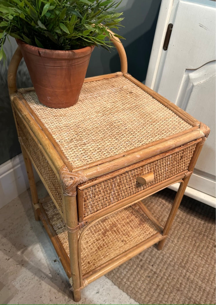 Vintage Bamboo Bedside Table