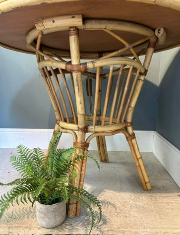 Vintage Round Bamboo Table