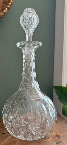 Vintage Cut Glass Decanter with Stopper *D
