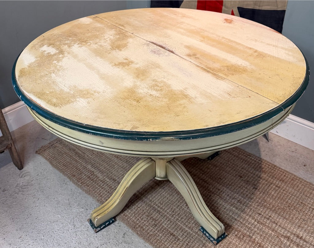 Round Vintage Painted Shabby Table