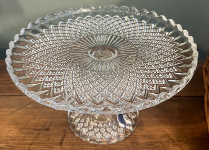 Small Pretty Vintage Glass Cake Stand