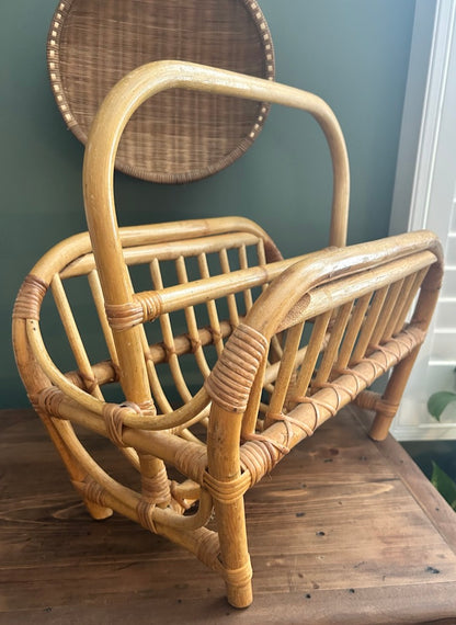 Vintage Retro Bamboo Magazine Rack