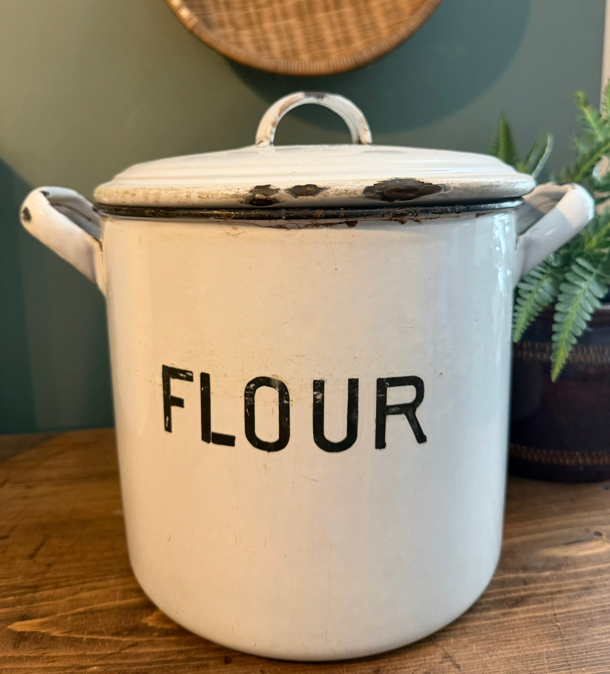 Vintage Enamel Flour Bin