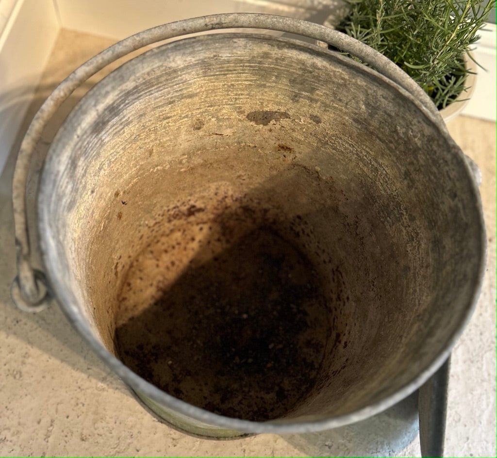Vintage Large Rustic Galvanised Bucket - Great Planter