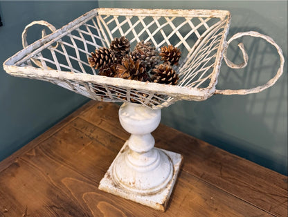 Vintage White Wrought Iron Bowl