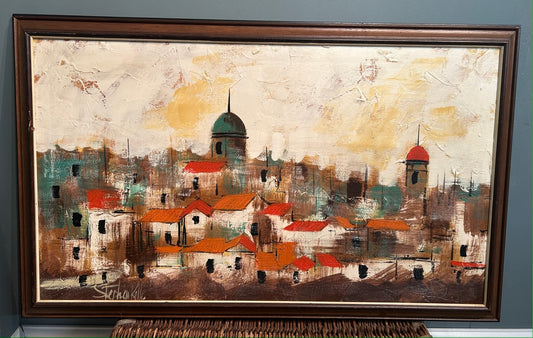 Large Framed Landscape Textured Painting