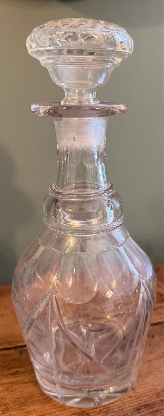Vintage Cut Glass Decanter with Stopper *E