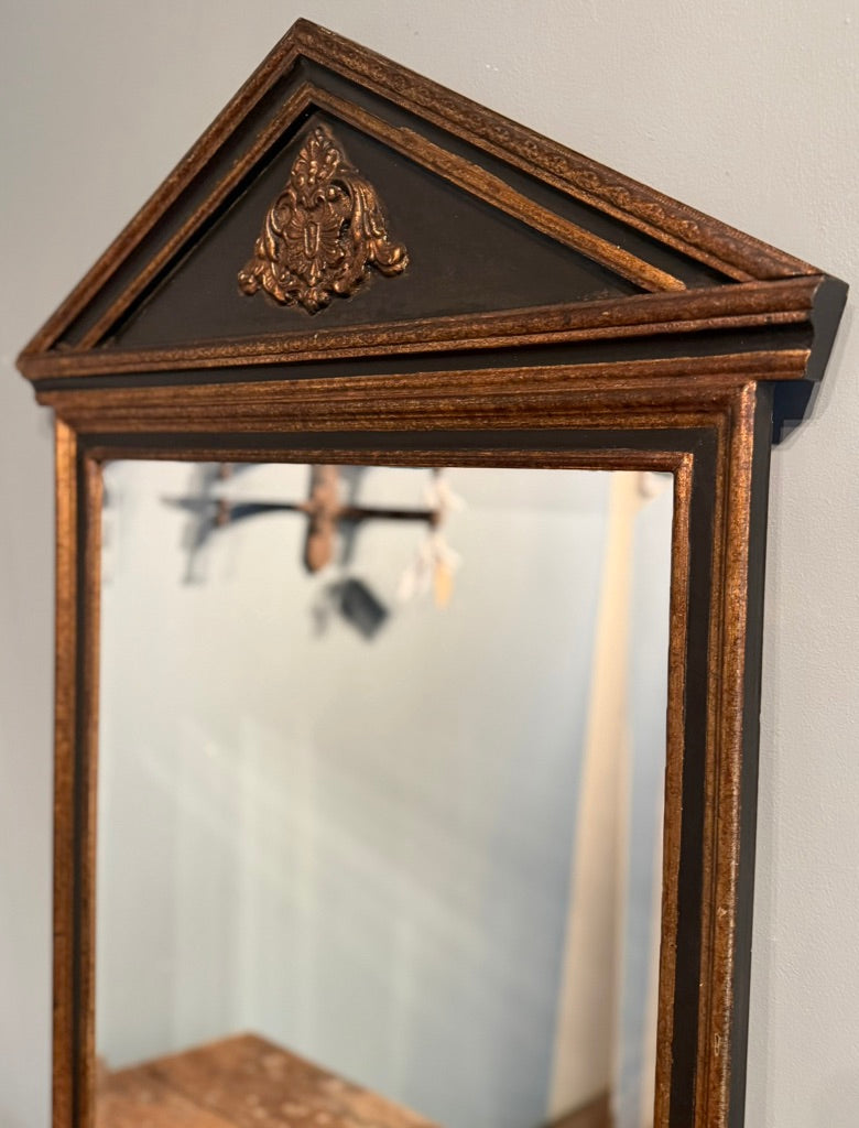 Vintage Ornate Black and Gold Mirror