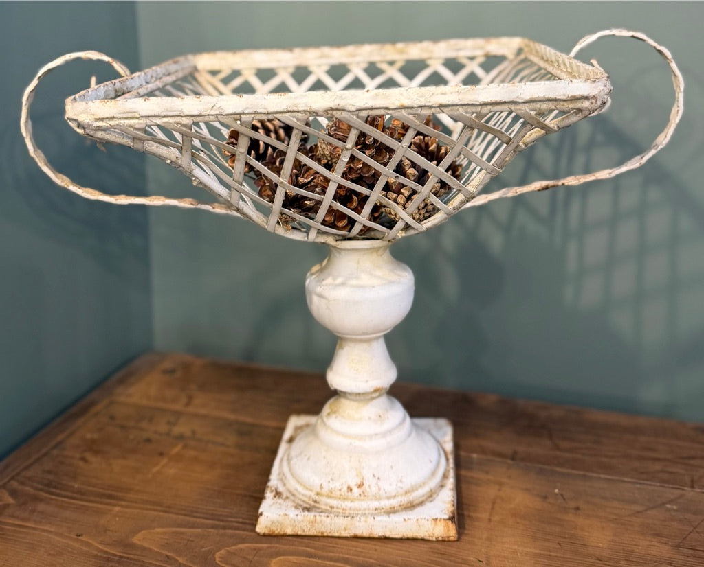 Vintage White Wrought Iron Bowl