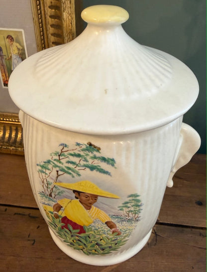 Vintage Sylvac Pottery White Pot - 1050's Tea Caddy Model 3372