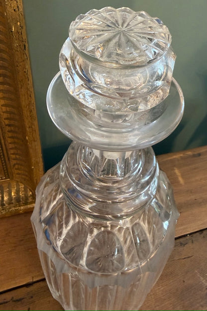 Vintage Cut Glass Decanter with Stopper *H