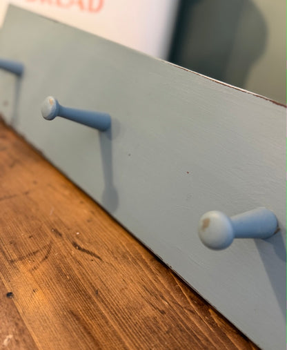 Painted Reclaimed Peg Hooks - Distressed Shabby Finish Battle Ship Grey