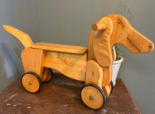Vintage Ride on Wooden Childs Dog