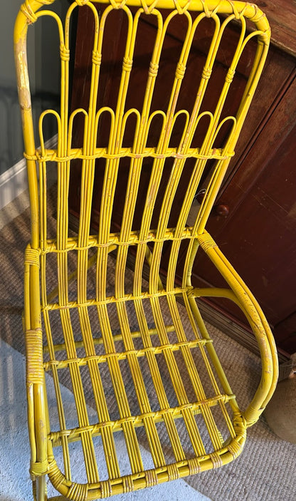 Vintage Bamboo Chair - Painted Yellow