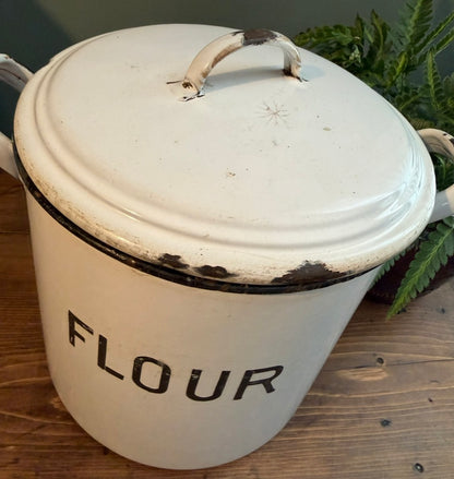 Vintage Enamel Flour Bin