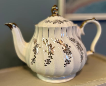 Vintage Chintzy Gold Floral Sadler Tea Pot