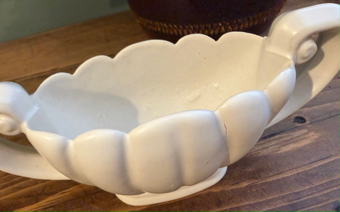Miniature Vintage  Pottery White Wade Mantel Vase