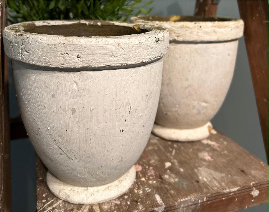 Pair of Small Garden Pots - Painted White