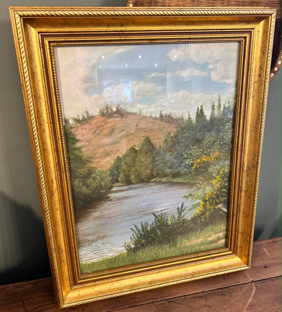 Vintage Landscape Framed Print of the River Awe