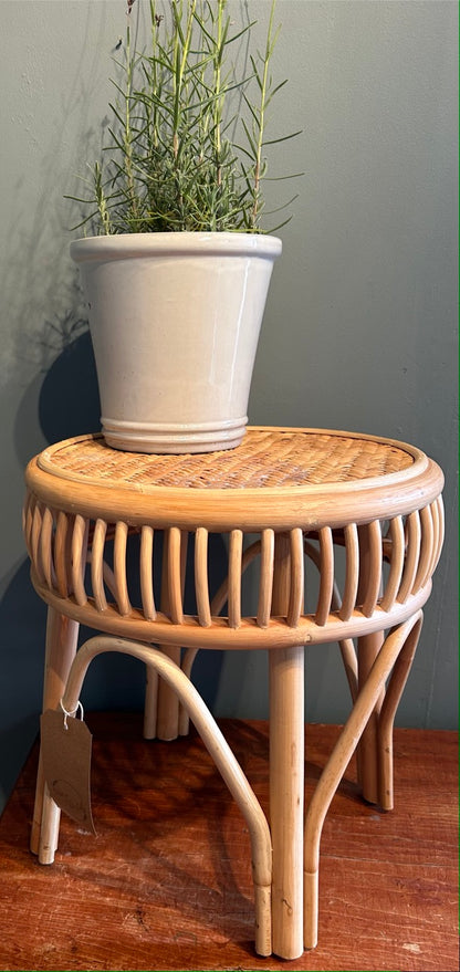 Vintage Round Bamboo Side Table