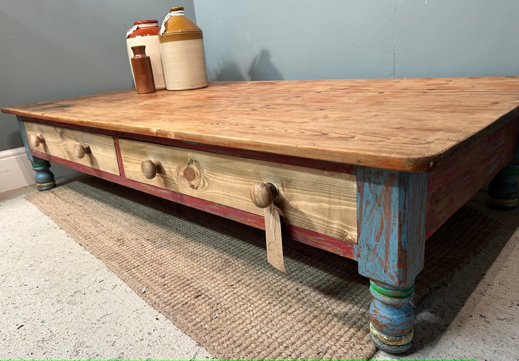 Rustic Large Painted Coffee Table