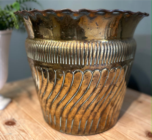 Large Vintage Brass Planter