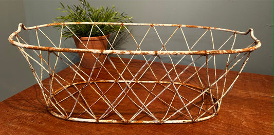 White Rustic Vintage Wire Basket