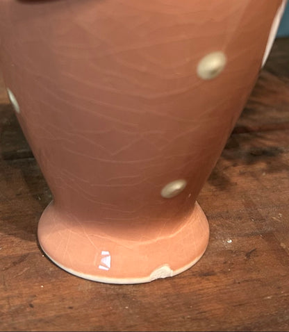 Vintage Pink and White Spotty Lidded Jam Pot